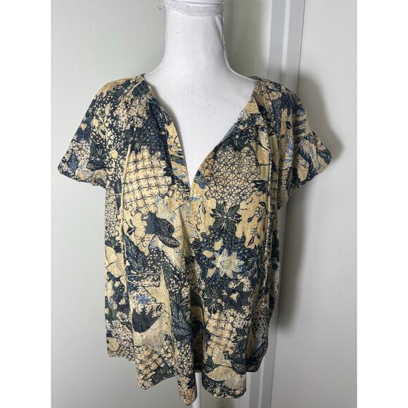 Ulla Johnson Pale Yellow Cap Sleeve Cotton Blend V-Neck Shirt Sz 4 - Picture 1 of 4